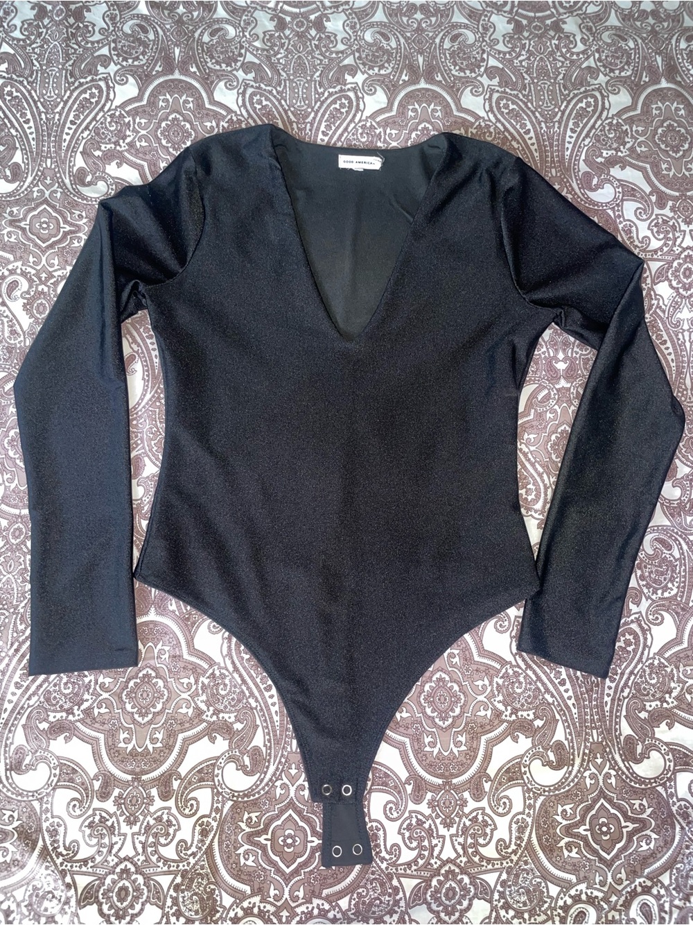 Good American Disco High Shine Compression V neck Bodysuit